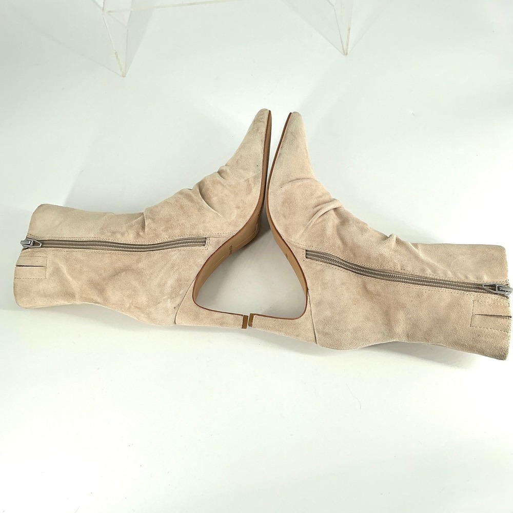 Dolce Vita Size 6.5 Suede Ruched Pointed Toe Stiletto Heel Boots Beige Fernly - Picture 11 of 16